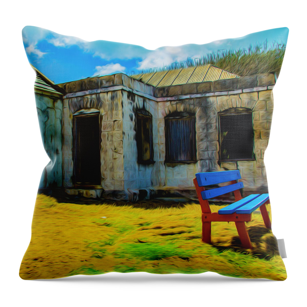 Bench Throw Pillow featuring the photograph Blue Bench by Stuart Manning
