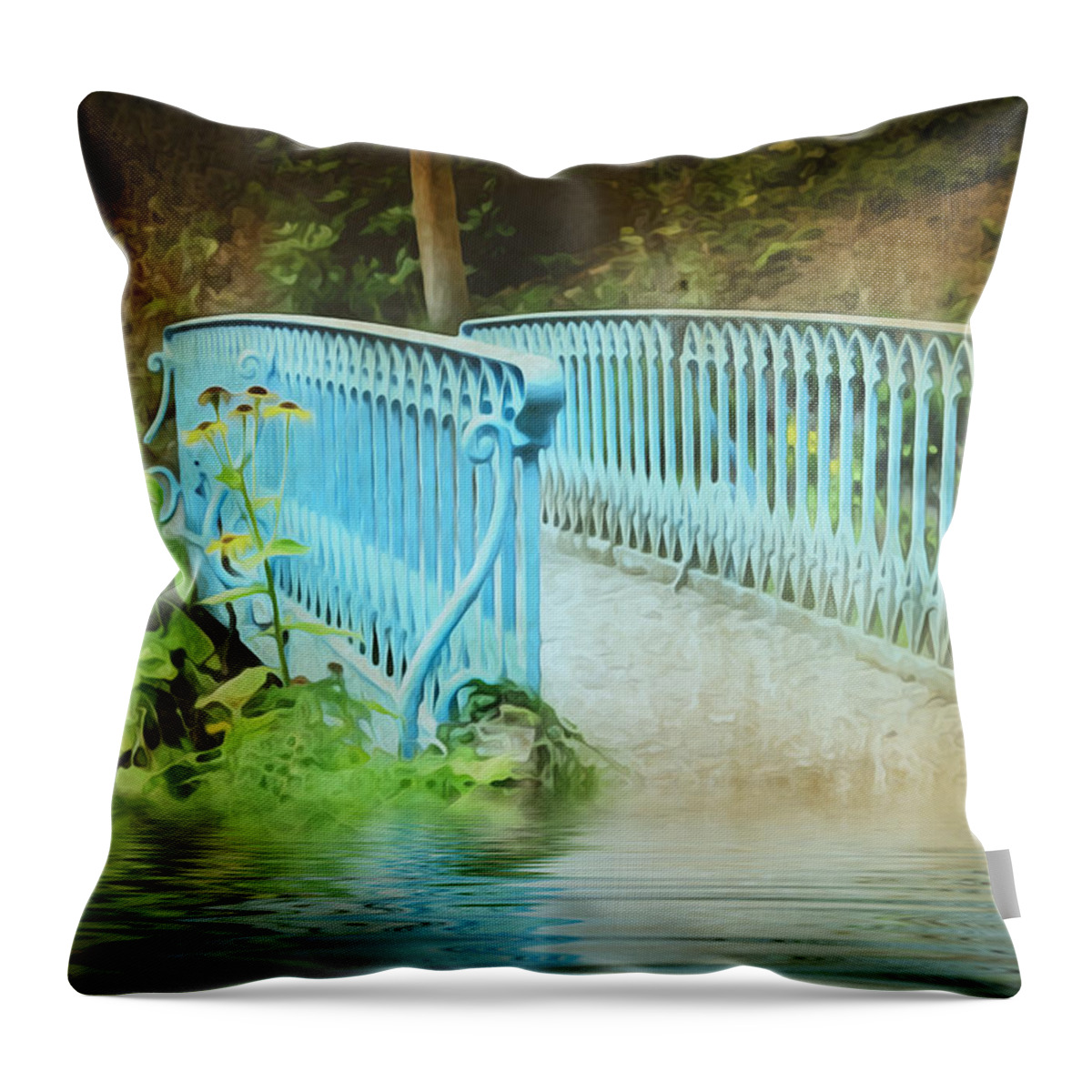 Background Throw Pillow featuring the photograph Blue Bridge by Svetlana Sewell