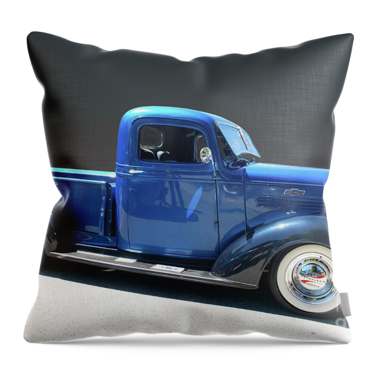 Blue Throw Pillow featuring the photograph Blue Chev Truck by Bill Thomson