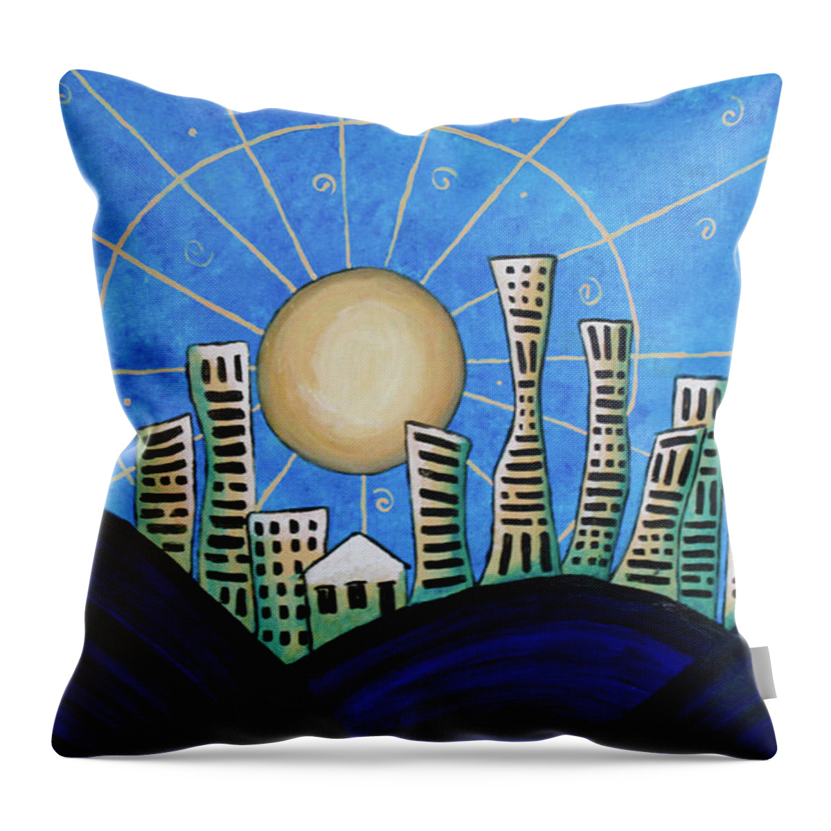 Blue Throw Pillow featuring the painting Blue City by April Burton