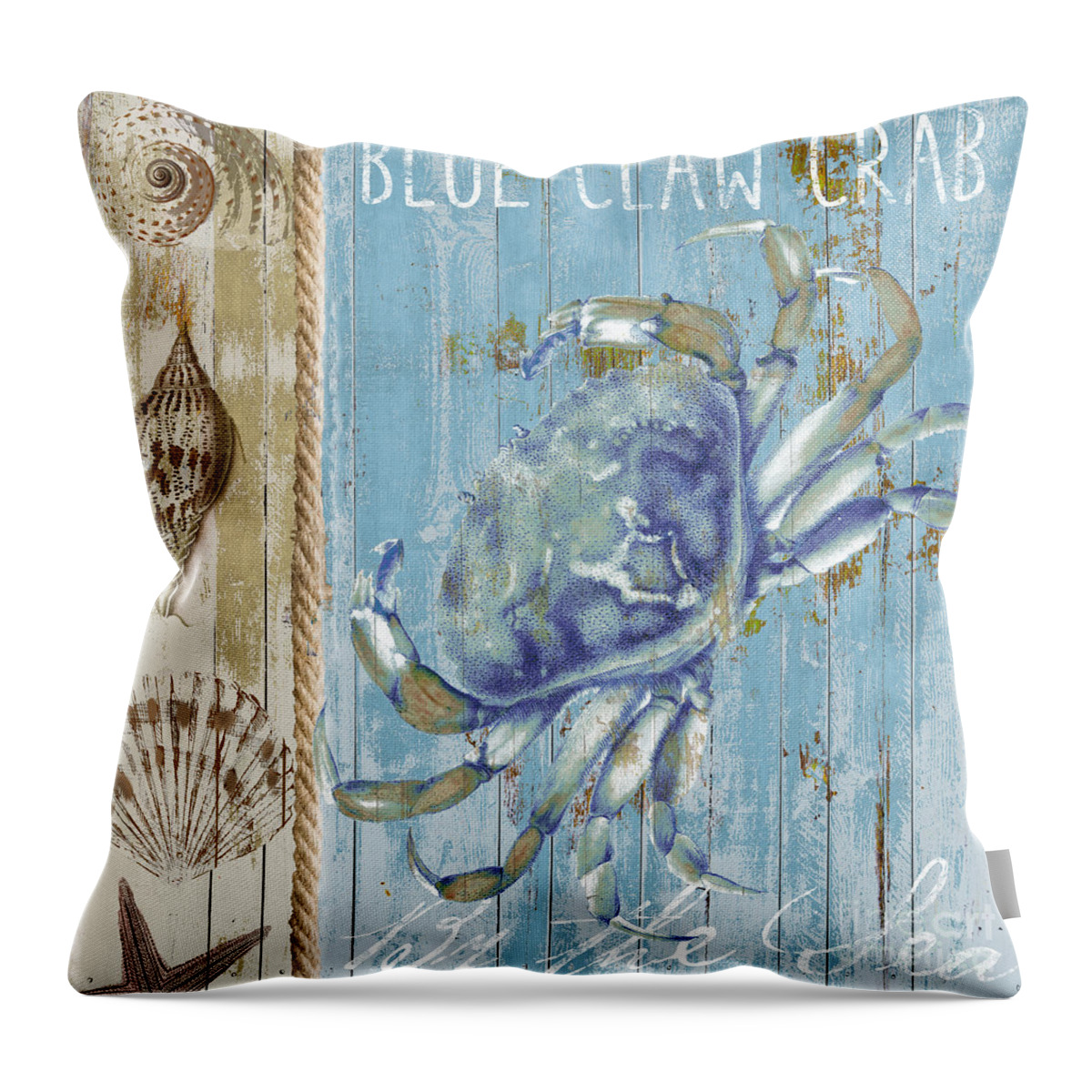 Abstract Throw Pillow featuring the painting Blue Claw Crab by Mindy Sommers