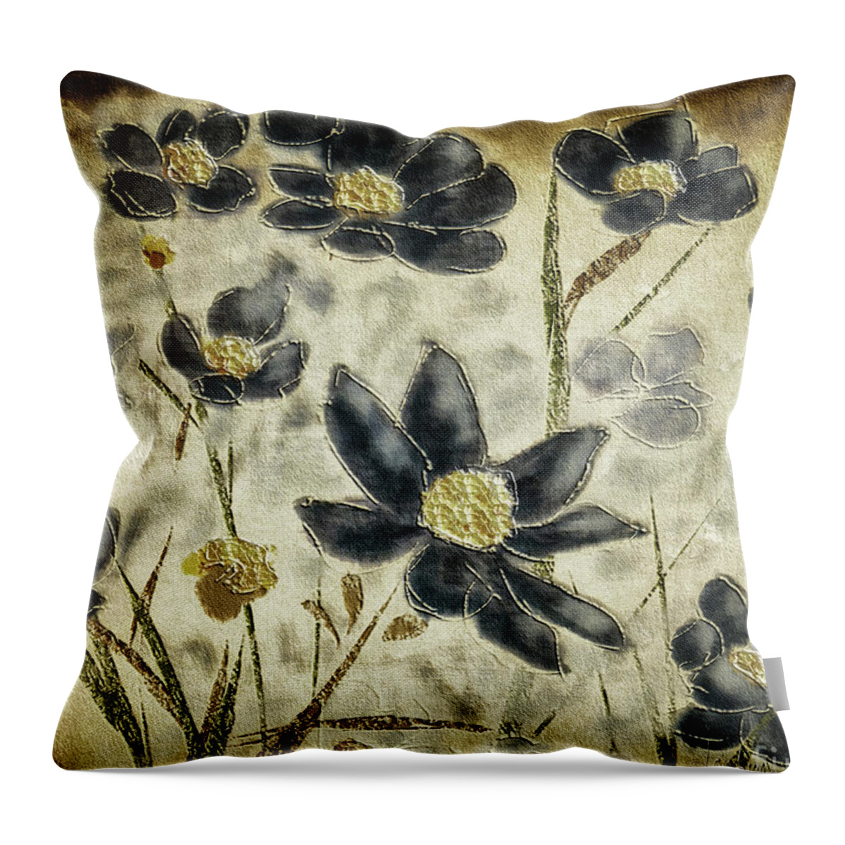 Daisy Throw Pillow featuring the digital art Blue Daisies by Lois Bryan
