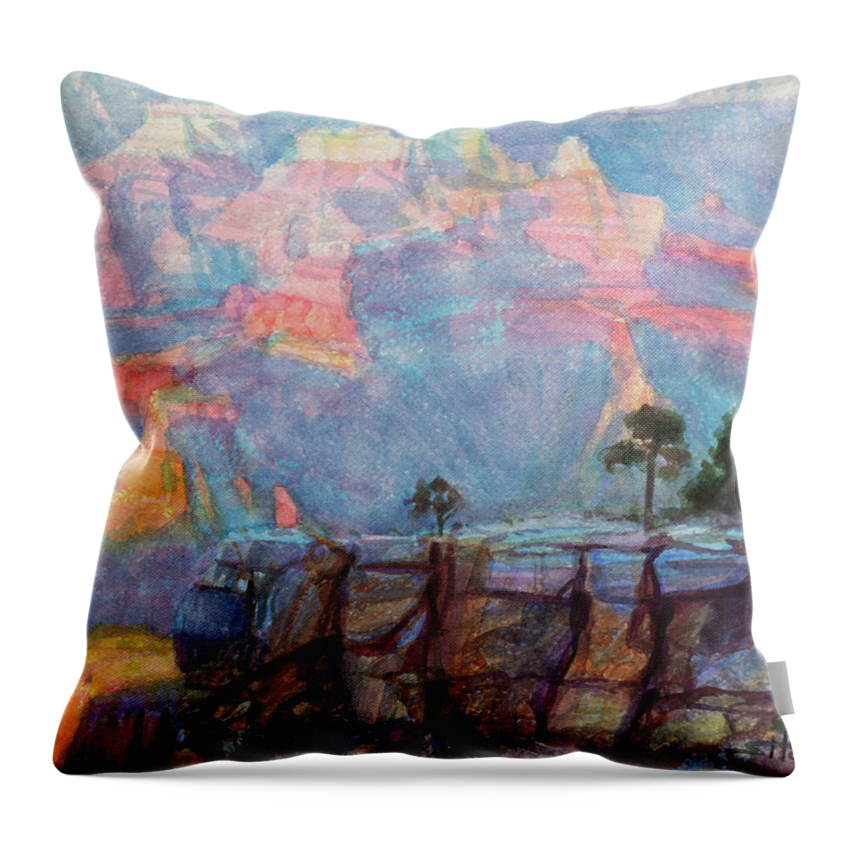 Southwest Throw Pillow featuring the painting Blue Depths by Steve Henderson