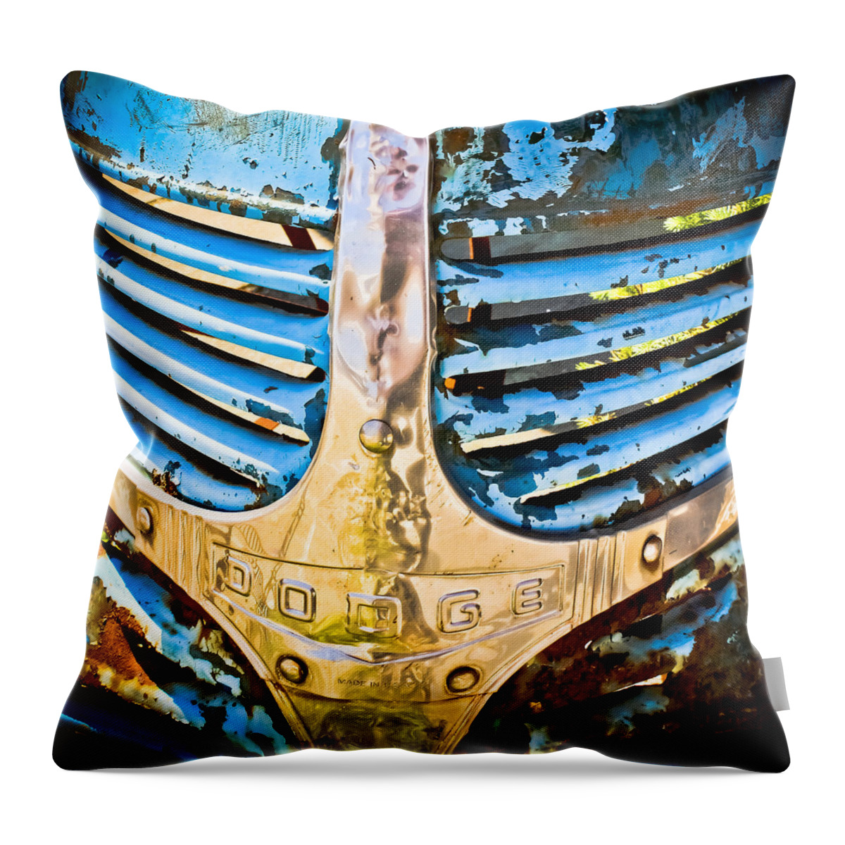 Dodge Throw Pillow featuring the photograph Blue Dodge - Grab Life by Colleen Kammerer