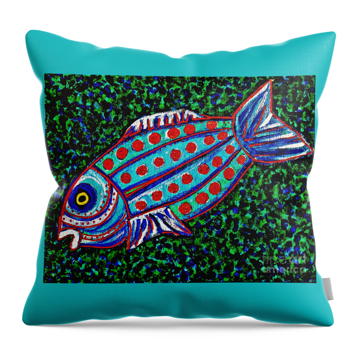 Fish Throw Pillow featuring the painting Blue Fish by Sarah Loft
