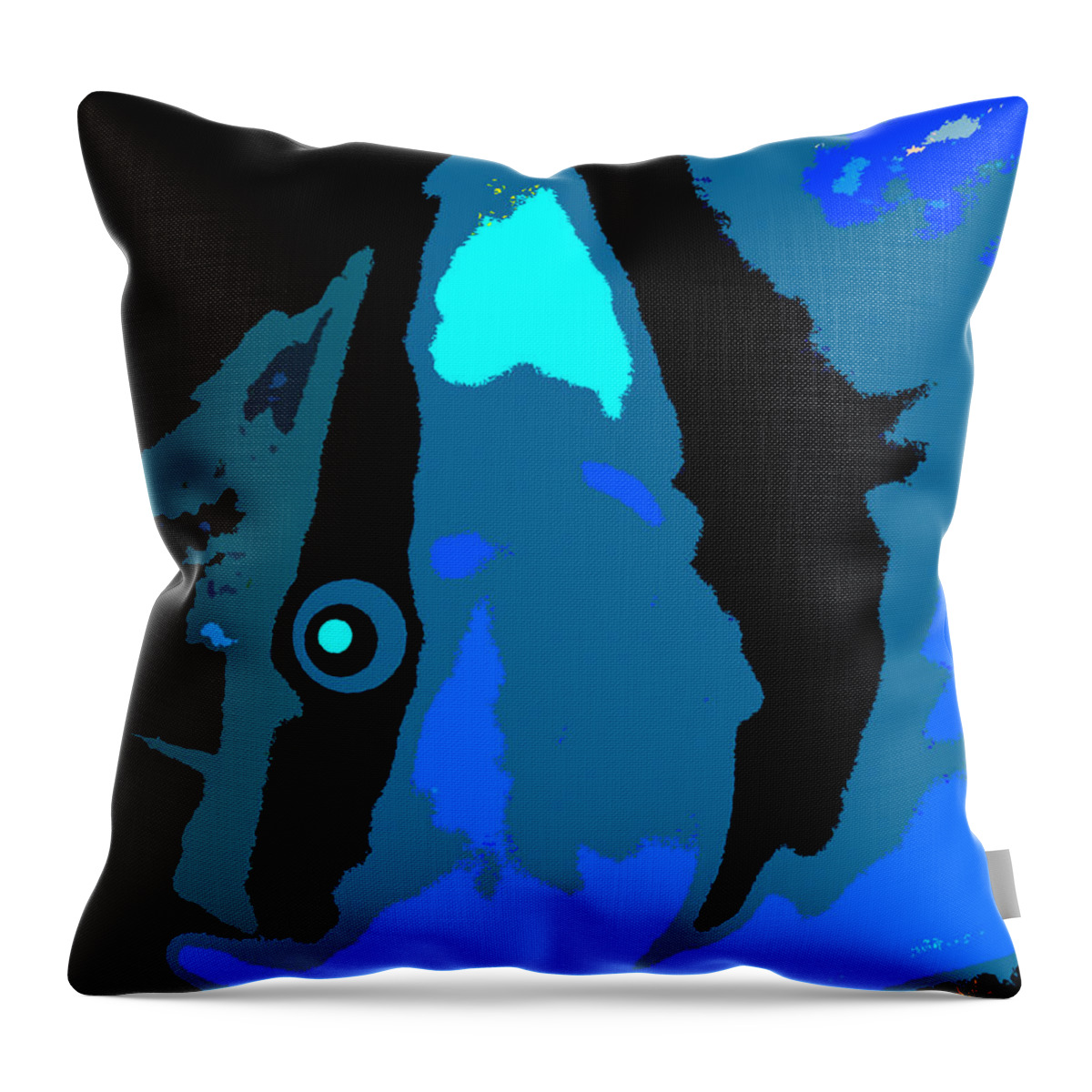 Blue Fish Throw Pillow featuring the painting Blue Fish spca by David Lee Thompson