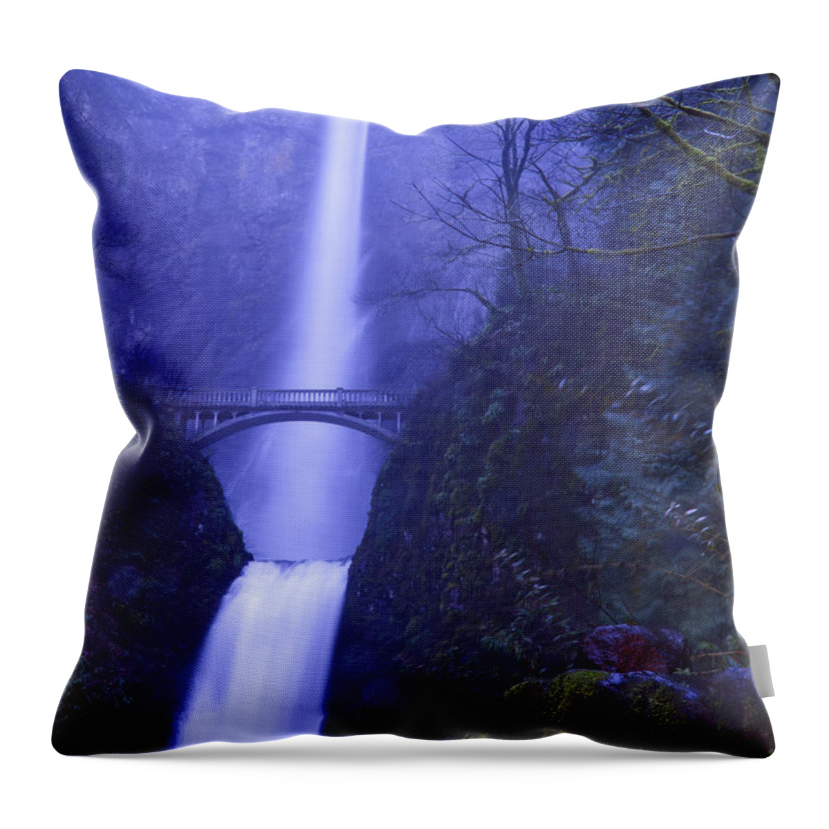 Multnomah Falls Throw Pillow featuring the photograph Blue Flow by Kellie Prowse
