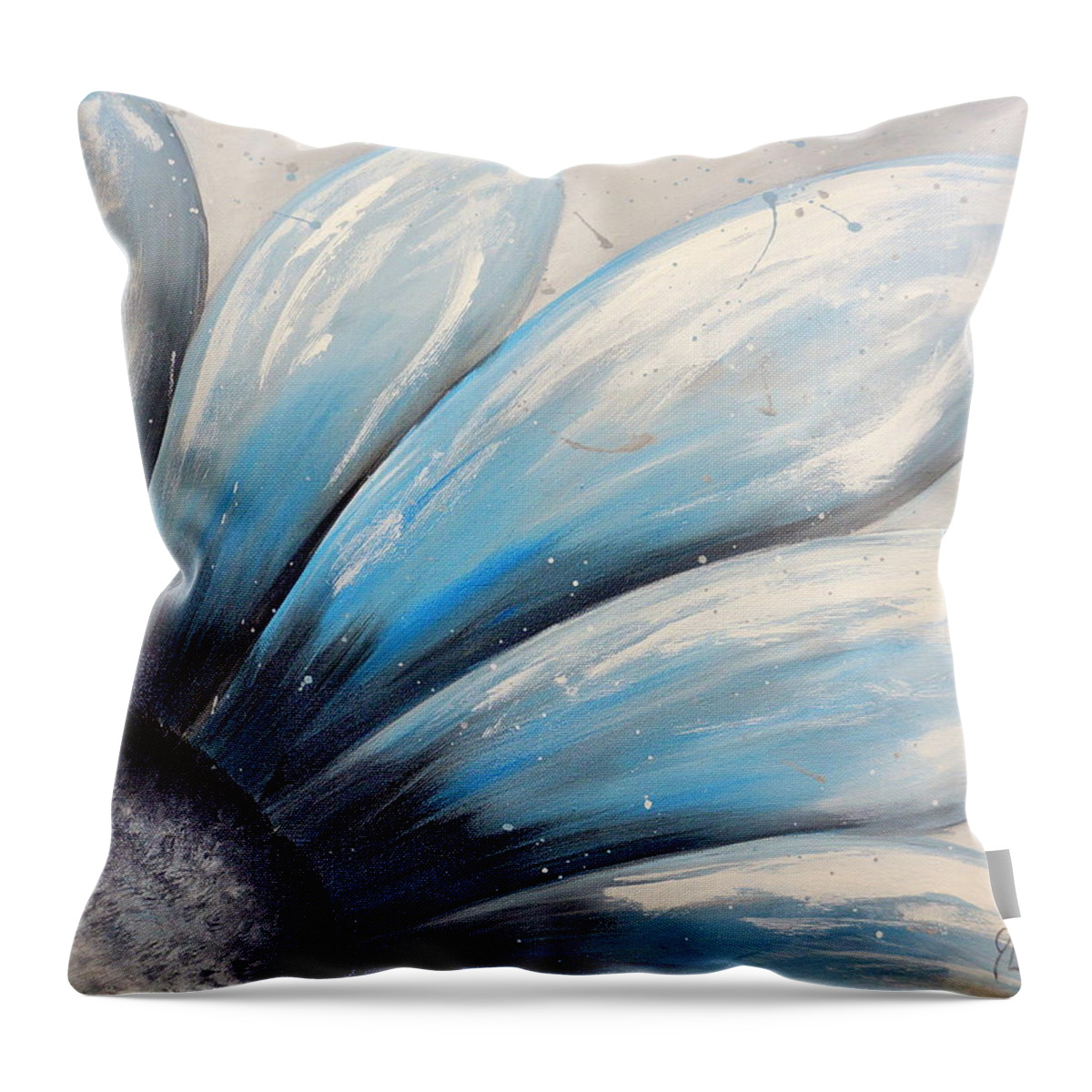 Flower Throw Pillow featuring the painting Blue Flower by Janette Legg