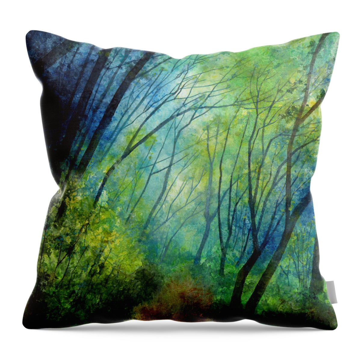 Blue Throw Pillow featuring the painting Blue Fog by Hailey E Herrera