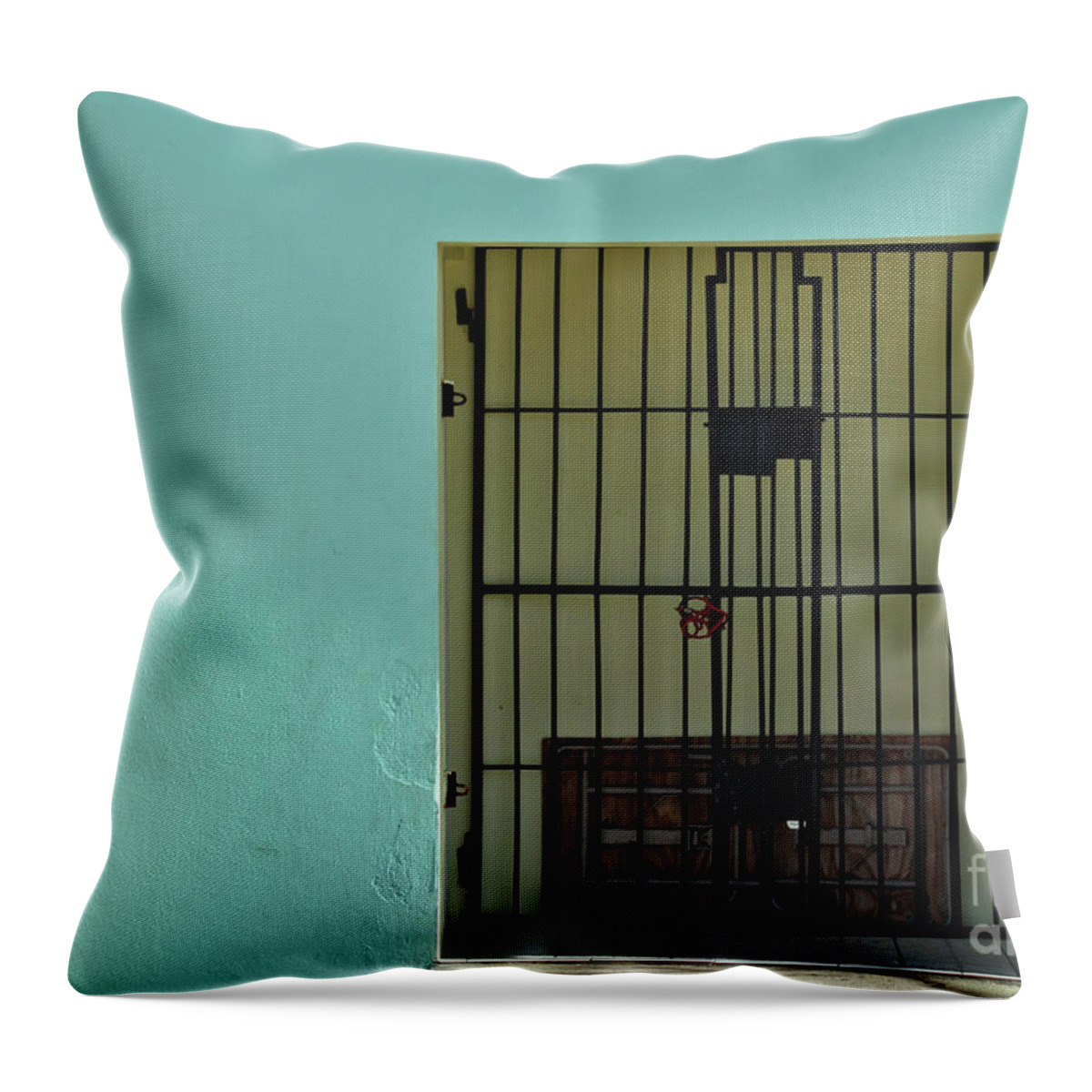 Blue Throw Pillow featuring the photograph Blue Gate by Kathy Strauss