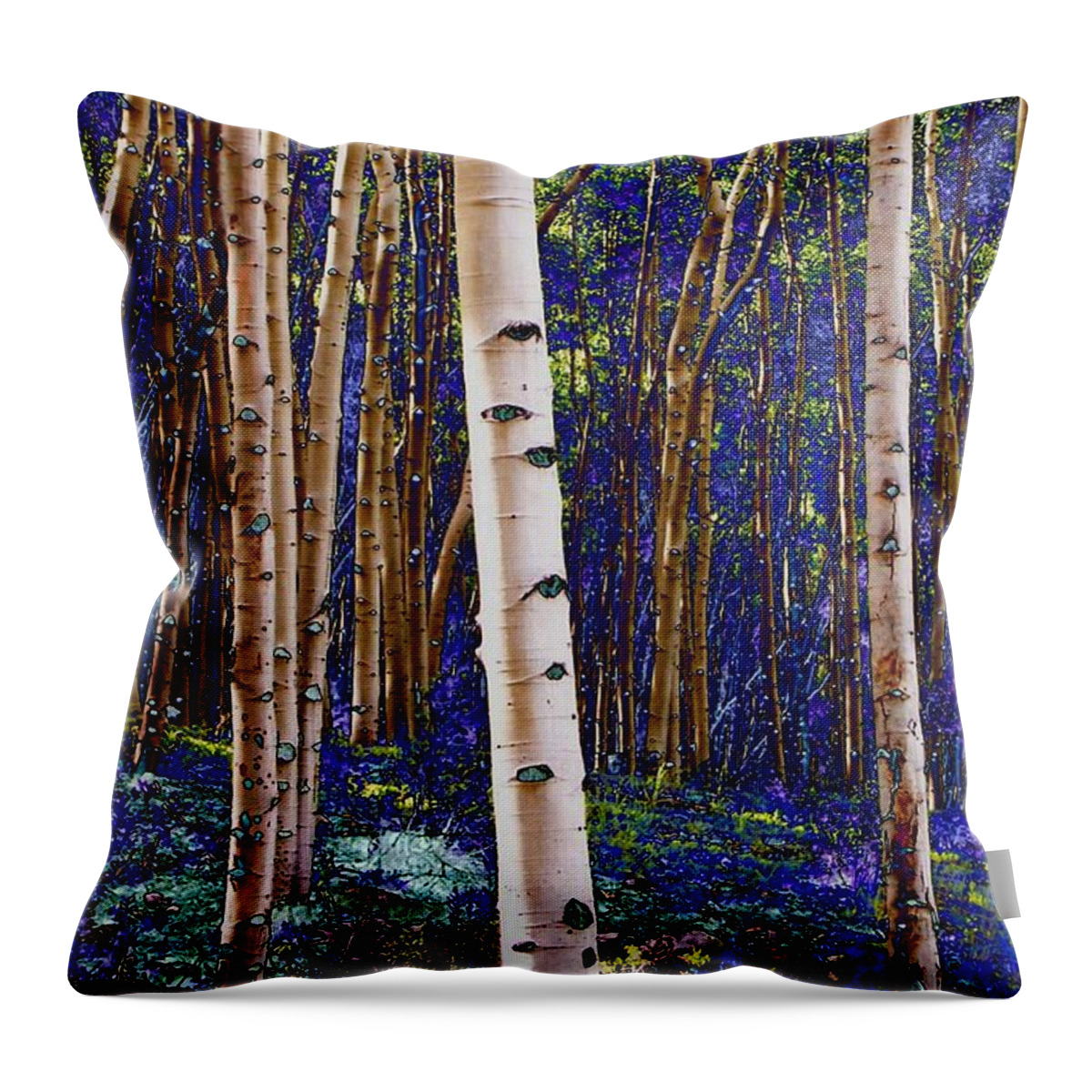 Aspens Throw Pillow featuring the photograph Blue Gold Aspens by Lanita Williams