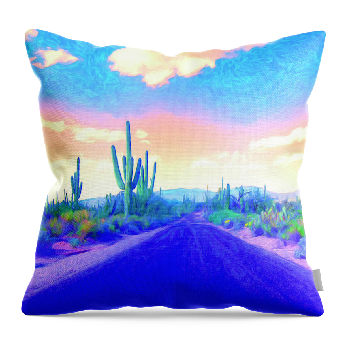 Desert Throw Pillow featuring the painting Blue Highway 6 by Dominic Piperata