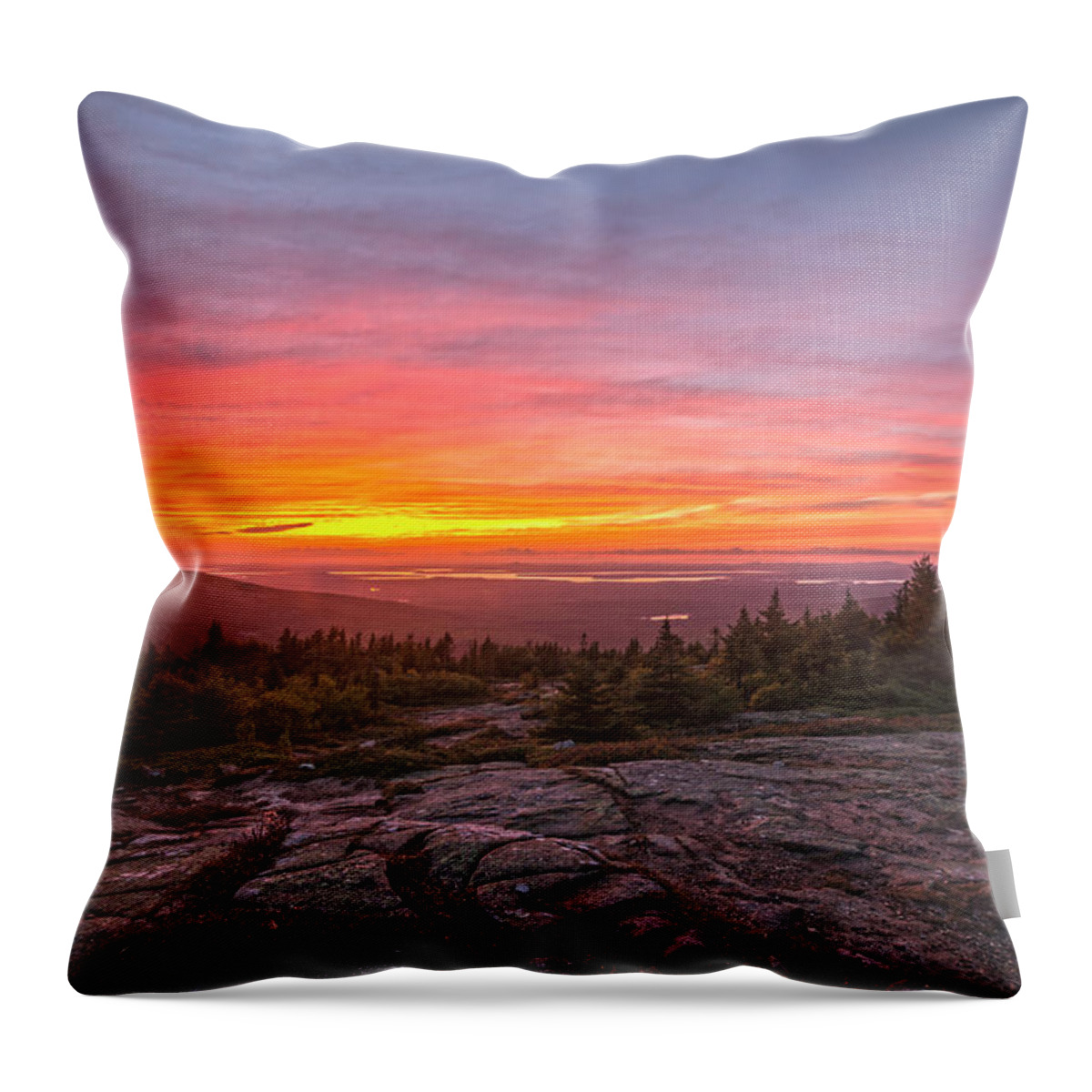 Cadillac Mountain Throw Pillow featuring the photograph Blue Hill Overlook Alpenglow by Angelo Marcialis
