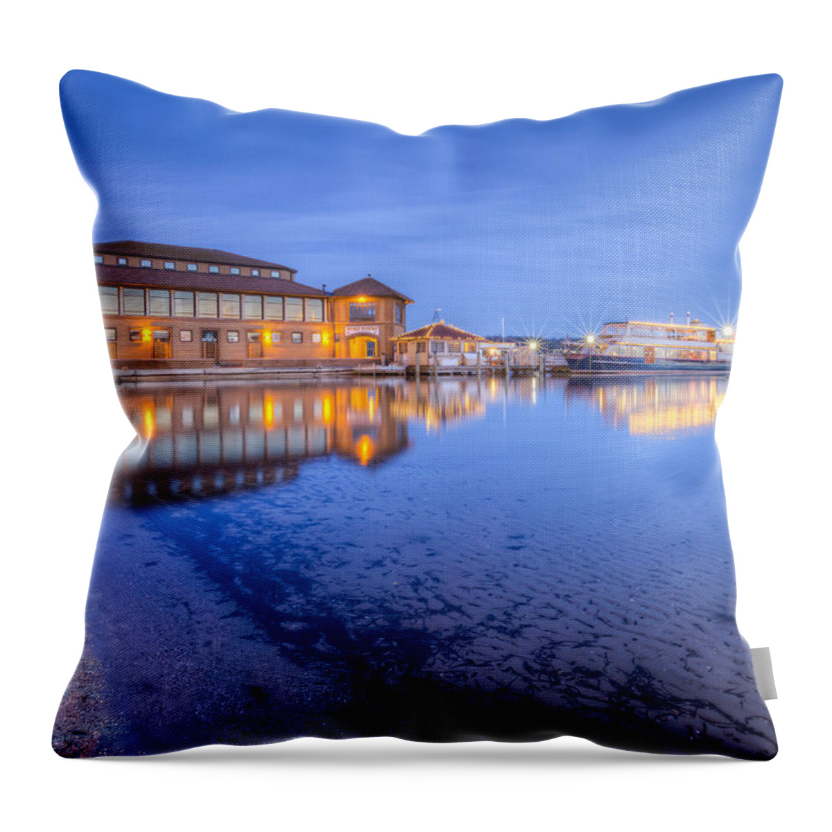 Lake Geneva Throw Pillow featuring the photograph Blue Hour at the Riviera by Paul Schultz