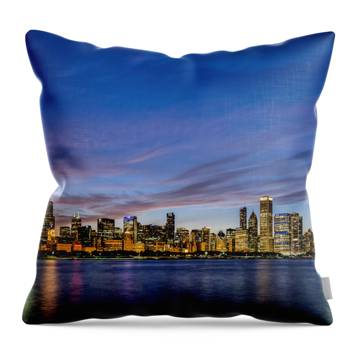 Chicago Throw Pillow featuring the photograph Blue Hour in Chicago by Matt Hammerstein