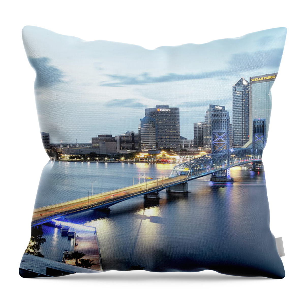 Jacksonville Throw Pillow featuring the photograph Blue Hour In Jacksonville by Kay Brewer
