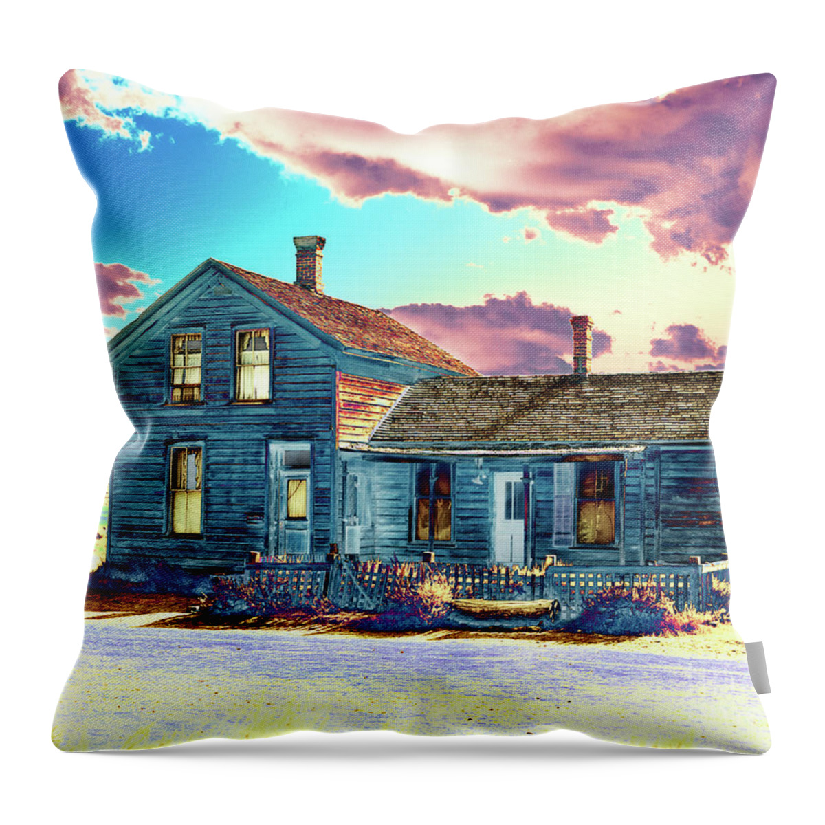 Bodie Throw Pillow featuring the photograph Blue House by Jim And Emily Bush