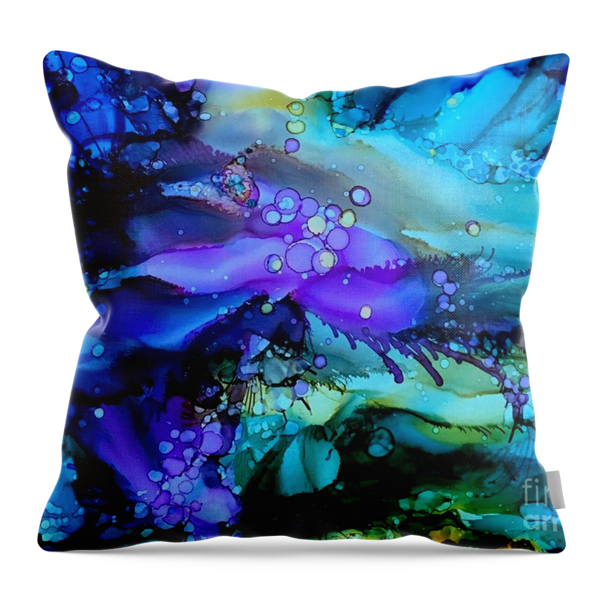 Blue Abstract Throw Pillow featuring the painting Blue Hue by Nancy Koehler