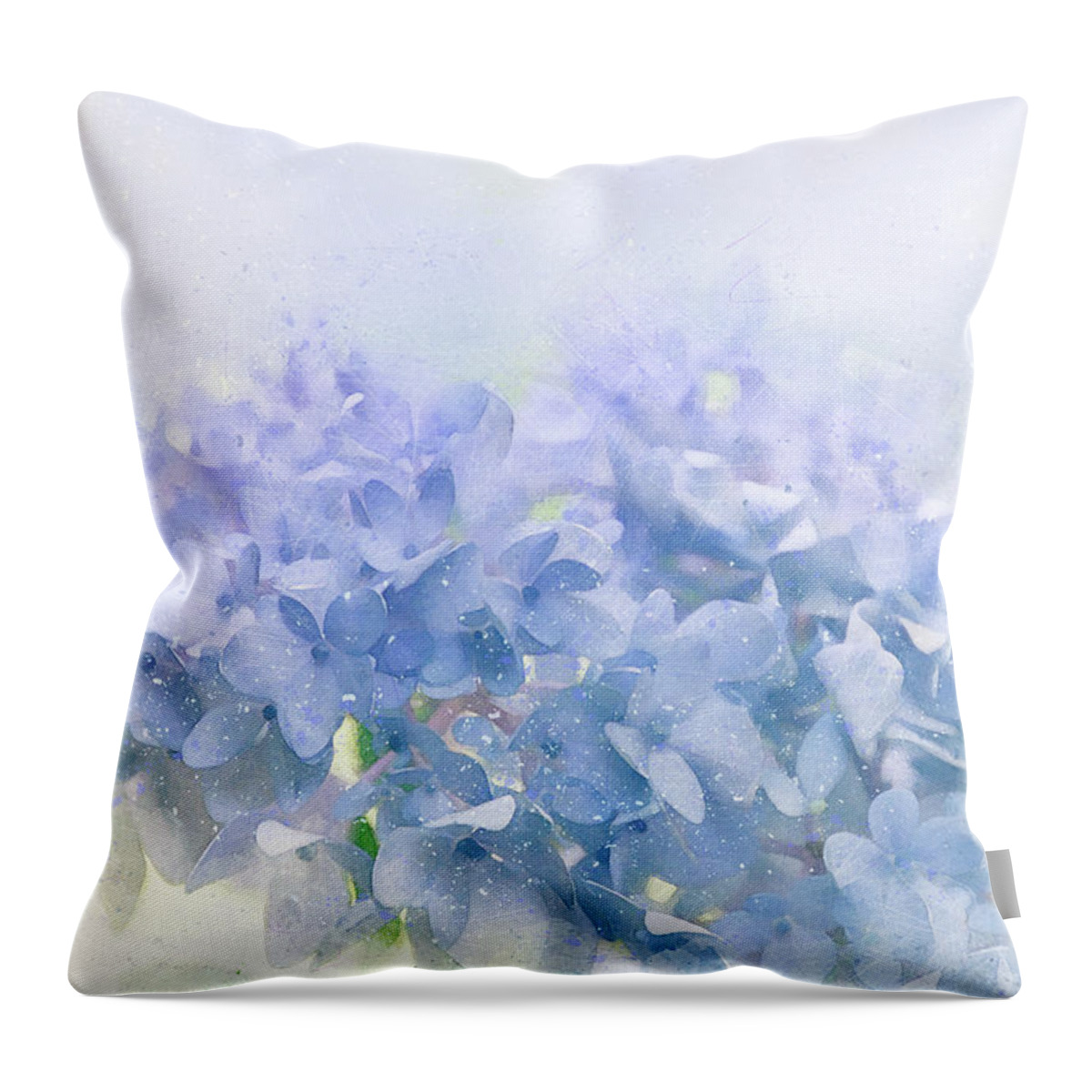 Hydrangea Throw Pillow featuring the digital art Blue Hydrangea Light by Terry Davis