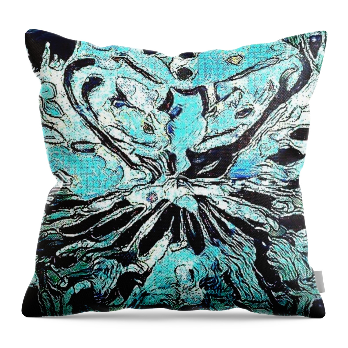 Blue Ice Throw Pillow featuring the drawing Blue Ice by Brenae Cochran