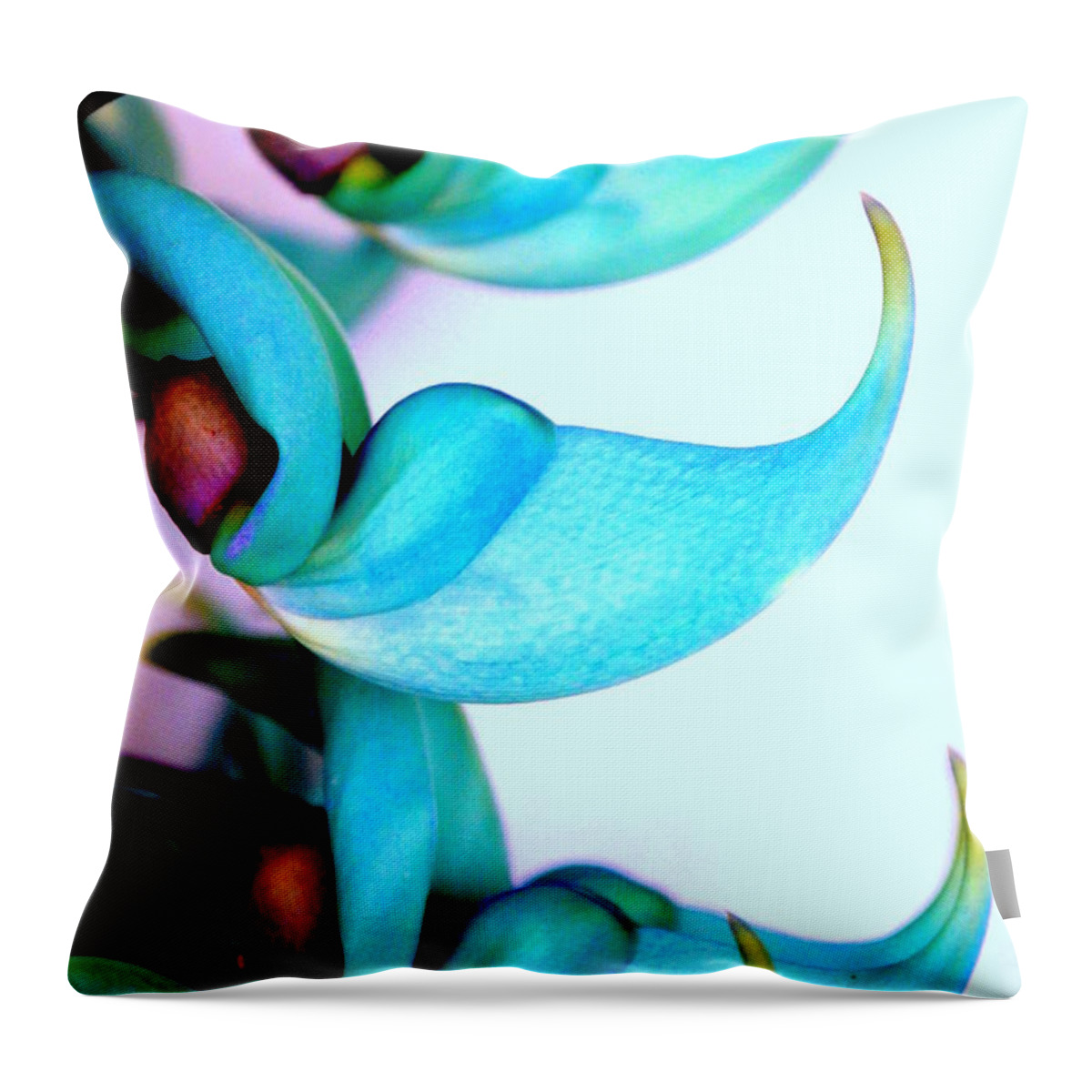 Jade Throw Pillow featuring the photograph Blue Jade Florets by Mary Deal