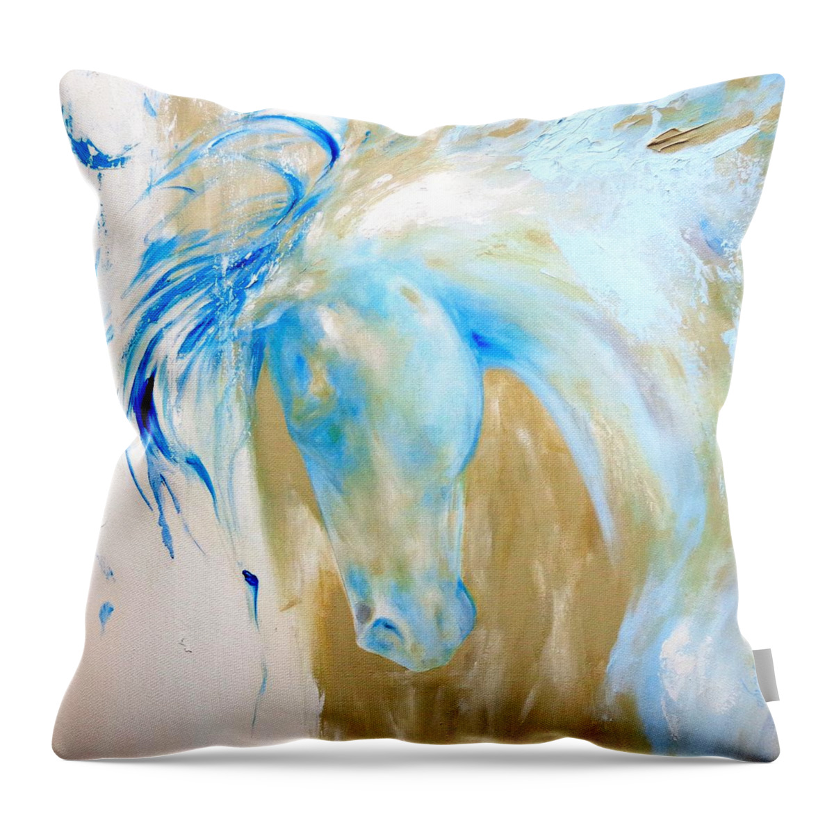 Horse Throw Pillow featuring the painting Blue Mane by Dina Dargo