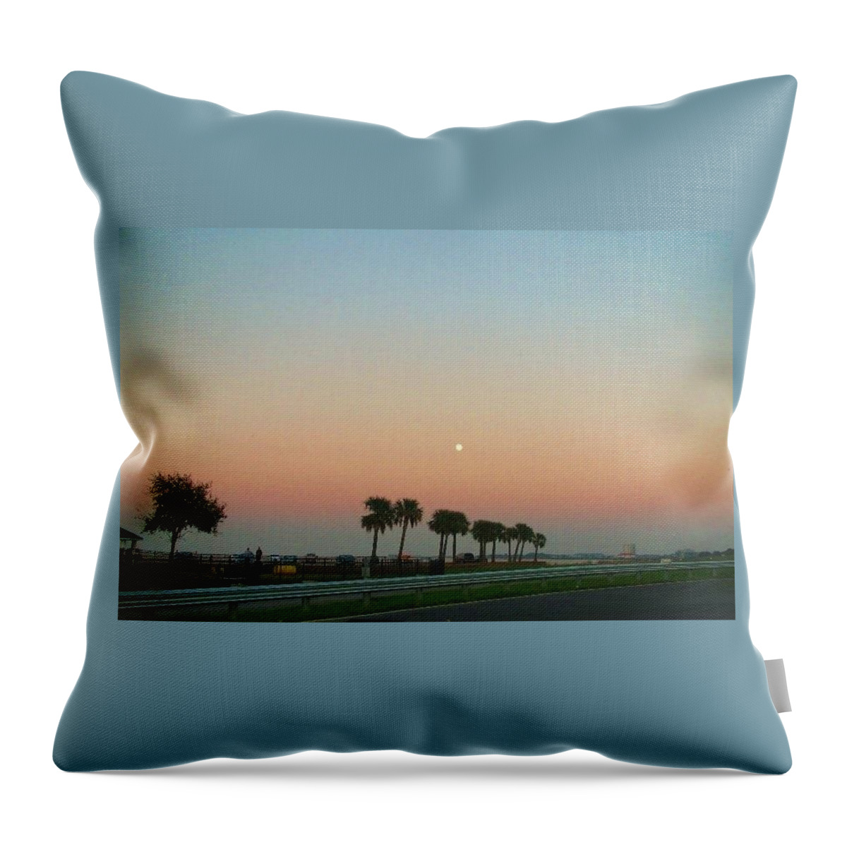 Blue Moon Throw Pillow featuring the photograph Blue Moon at Twilight by Deborah Lacoste
