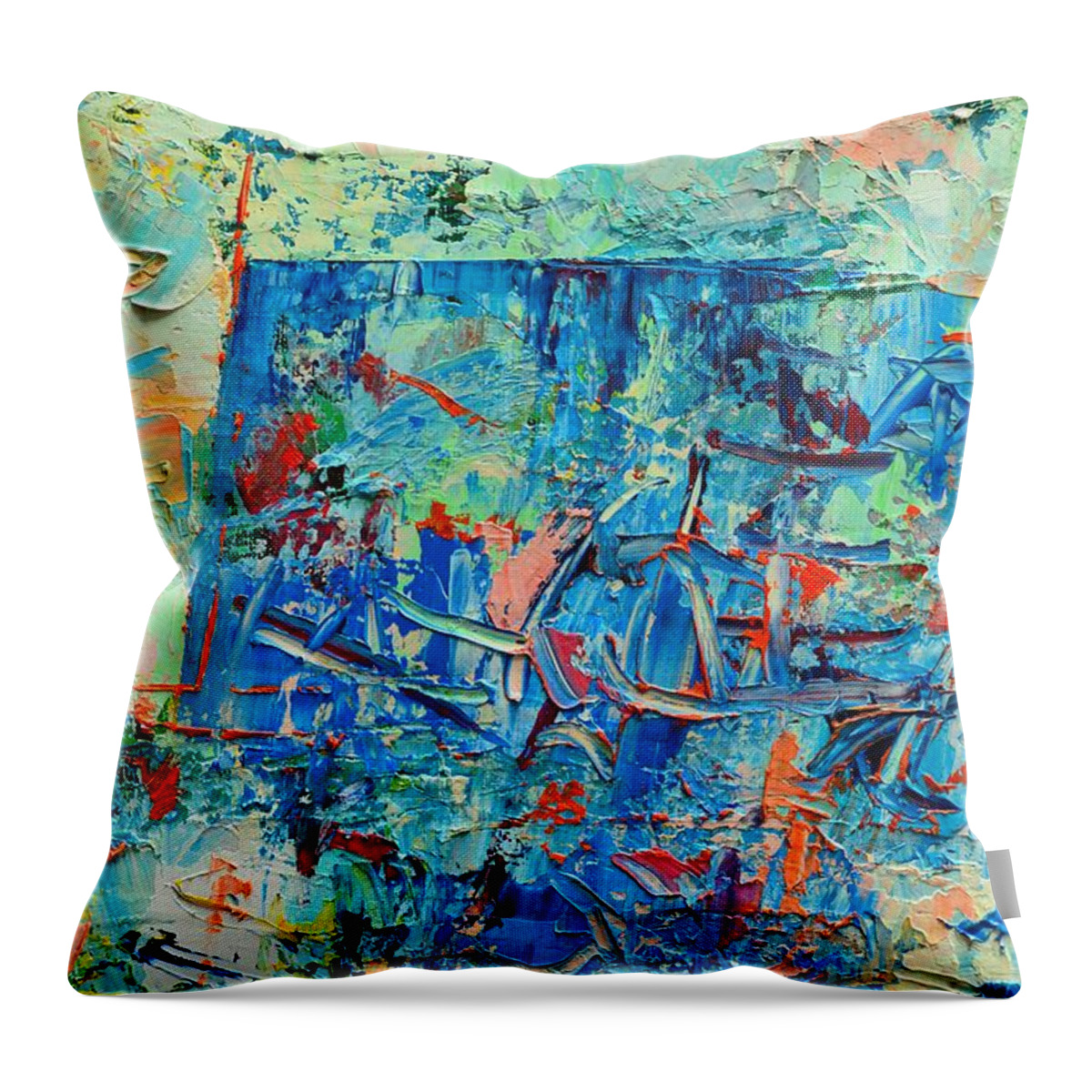 Blue Throw Pillow featuring the painting Blue Play 3 by Ana Maria Edulescu