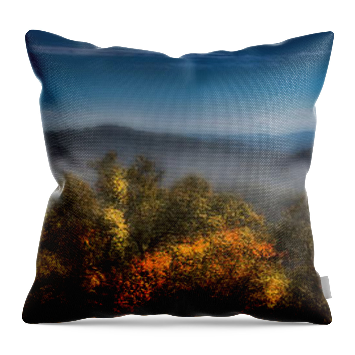 Ellen Heaverlo Throw Pillow featuring the photograph Blue Ridge Panorama by Ellen Heaverlo