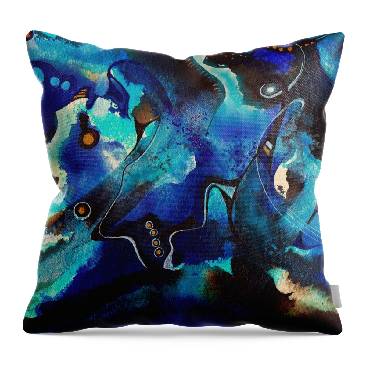 Abstract Painting Throw Pillow featuring the painting Blue Scenery by Wolfgang Schweizer