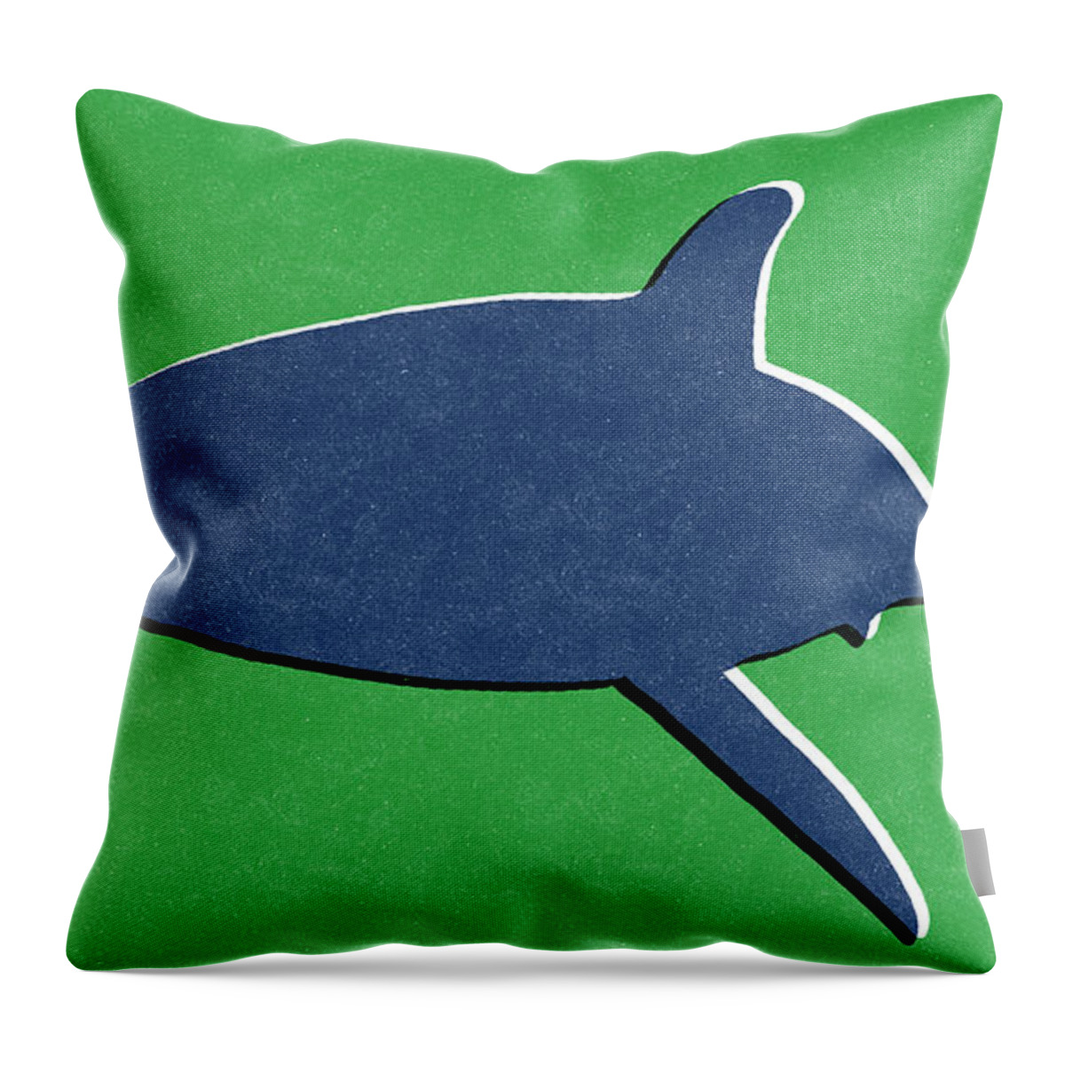 Shark Throw Pillow featuring the mixed media Blue Shark by Linda Woods