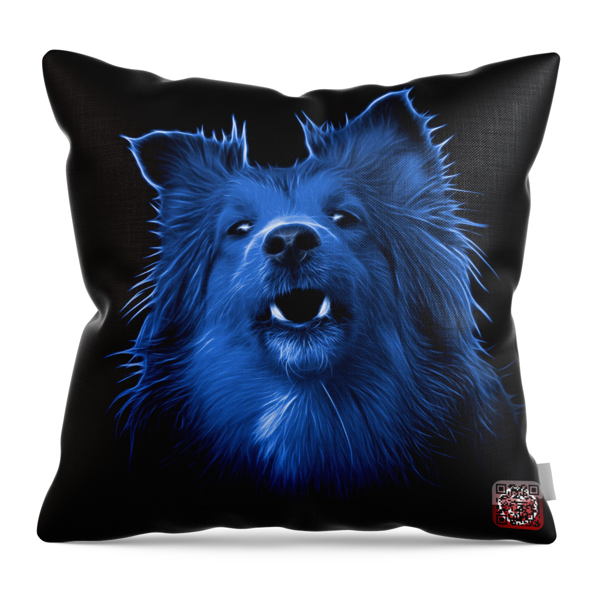 Sheltie Throw Pillow featuring the painting Blue Sheltie Dog Art 0207 - BB by James Ahn