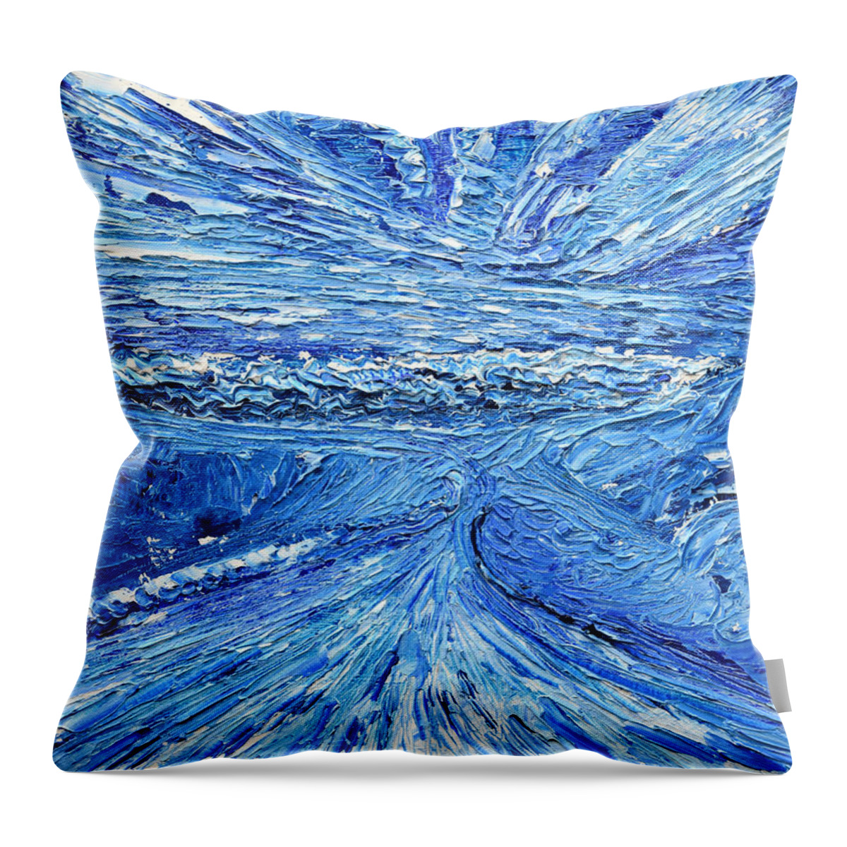 Meribel Throw Pillow featuring the painting Blue Skies by Pete Caswell