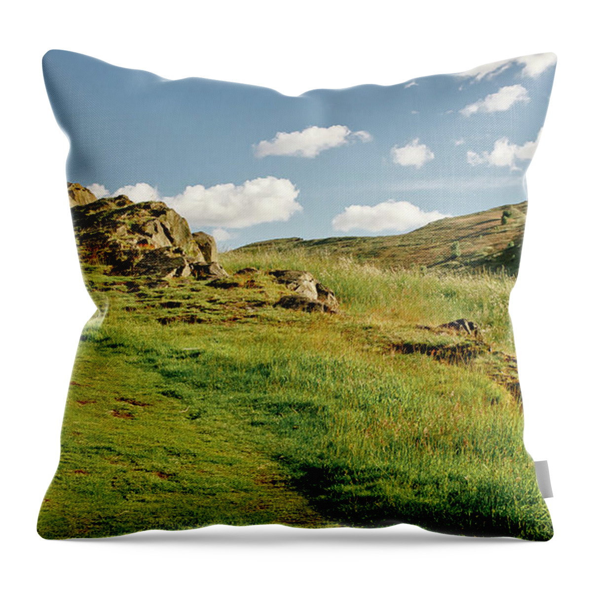 Edinburgh Throw Pillow featuring the photograph Blue sky of Holyrood walk. by Elena Perelman