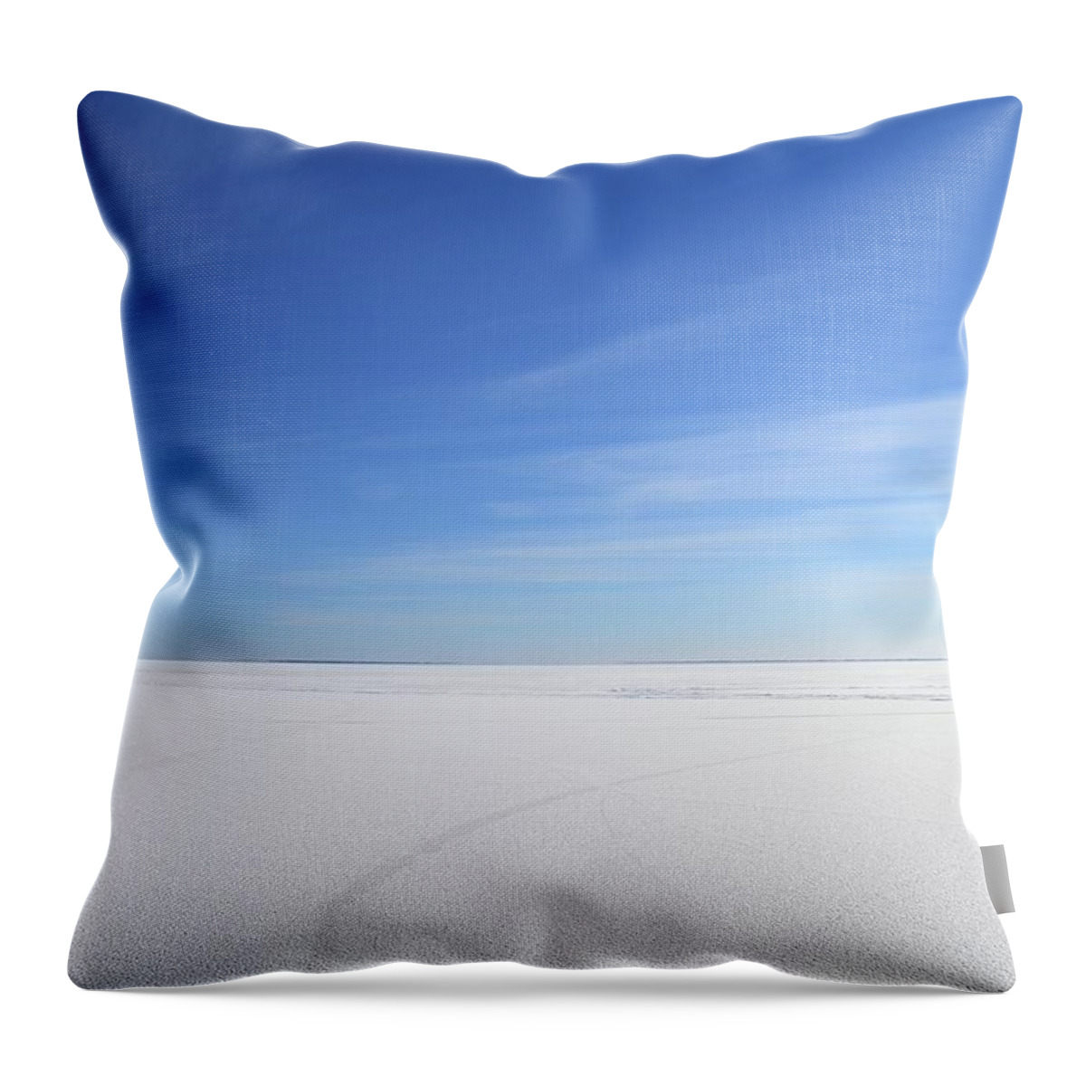 Abstract Throw Pillow featuring the photograph Blue Sky Over Frozen Lake Simcoe by Lyle Crump