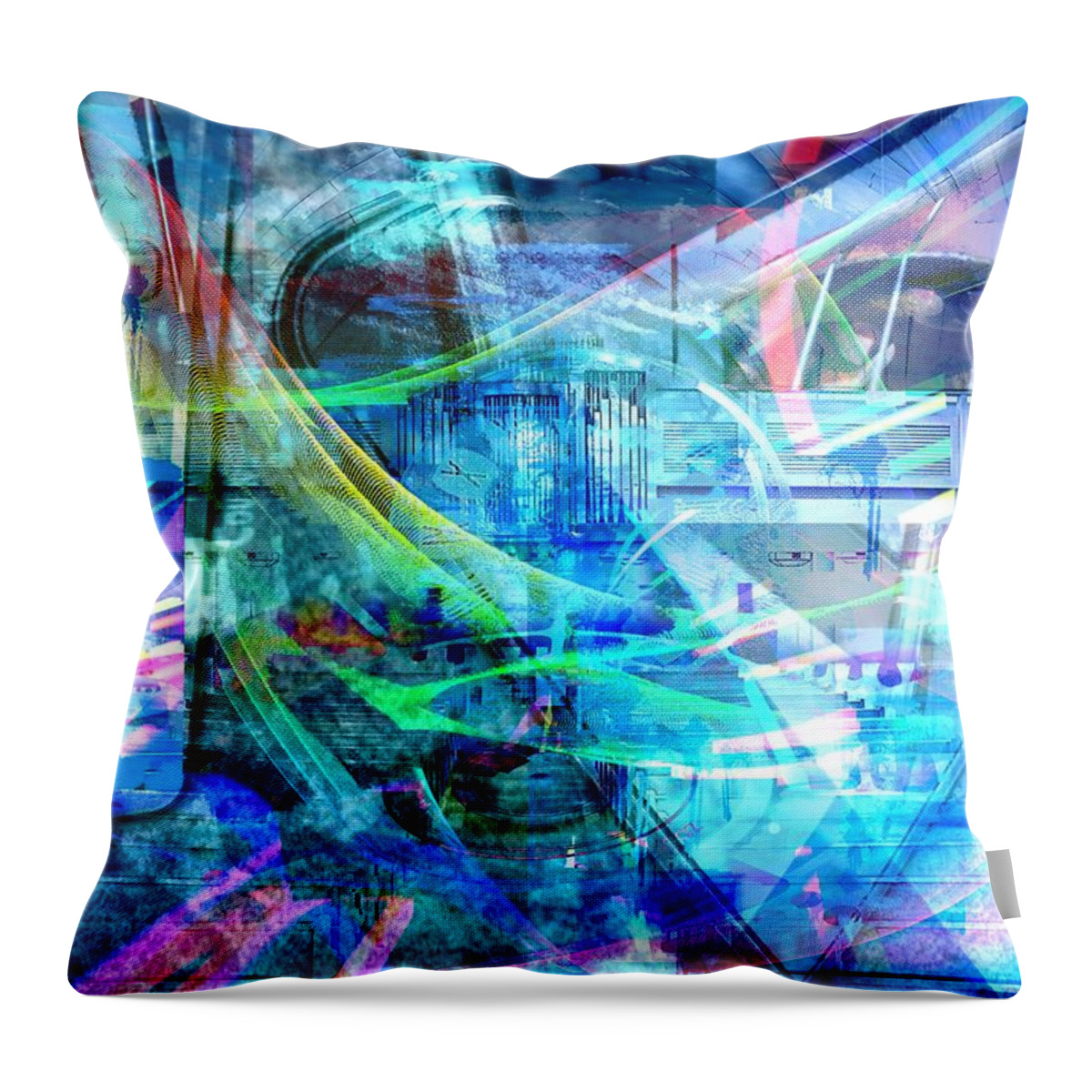 Abstract Throw Pillow featuring the digital art Blue Smile by Art Di