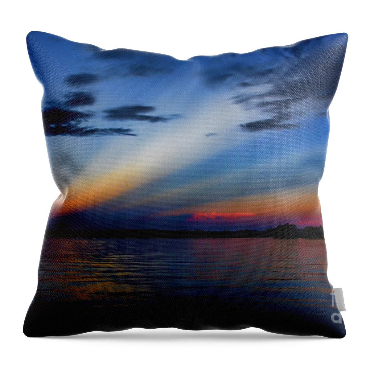 Blue Throw Pillow featuring the photograph Blue Sunset by Ken Johnson