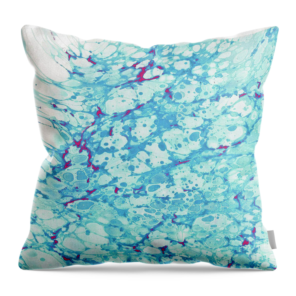 Water Marbling Throw Pillow featuring the painting Blue Tidal Wave by Daniela Easter