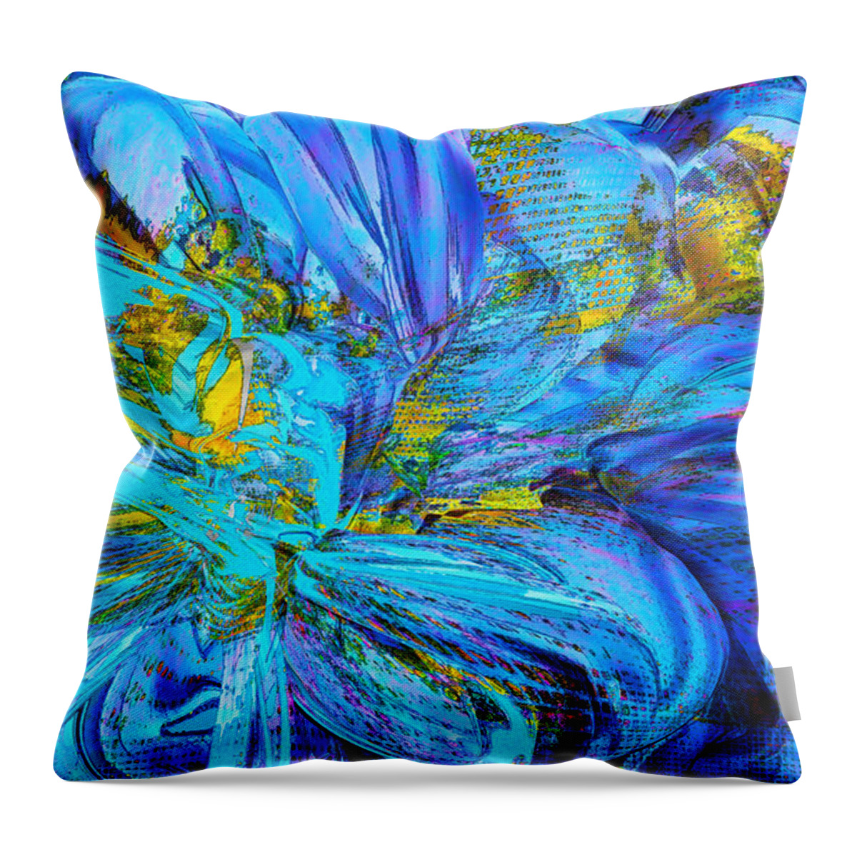 Original Modern Art Abstract Contemporary Vivid Colors Throw Pillow featuring the digital art Blue Trans by Phillip Mossbarger