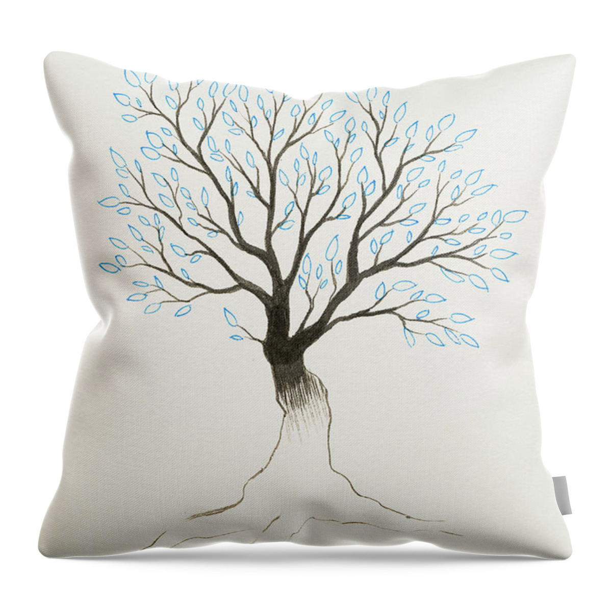 Tree Throw Pillow featuring the painting Blue tree by Stefanie Forck