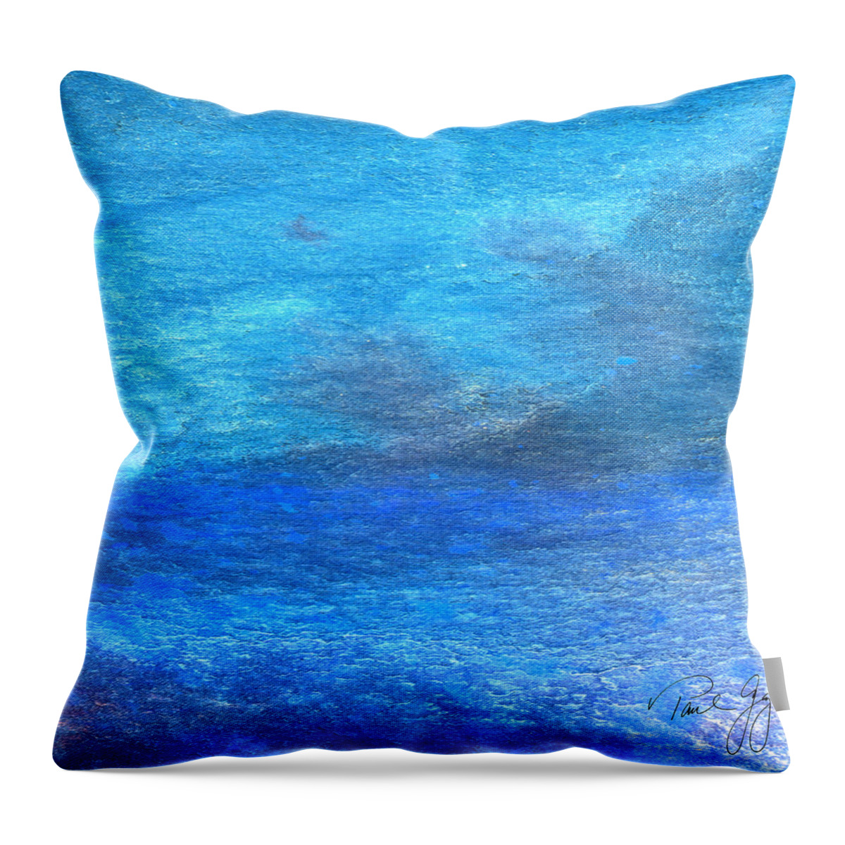 Abstract Throw Pillow featuring the mixed media Blue Wash 1 by Paul Gaj