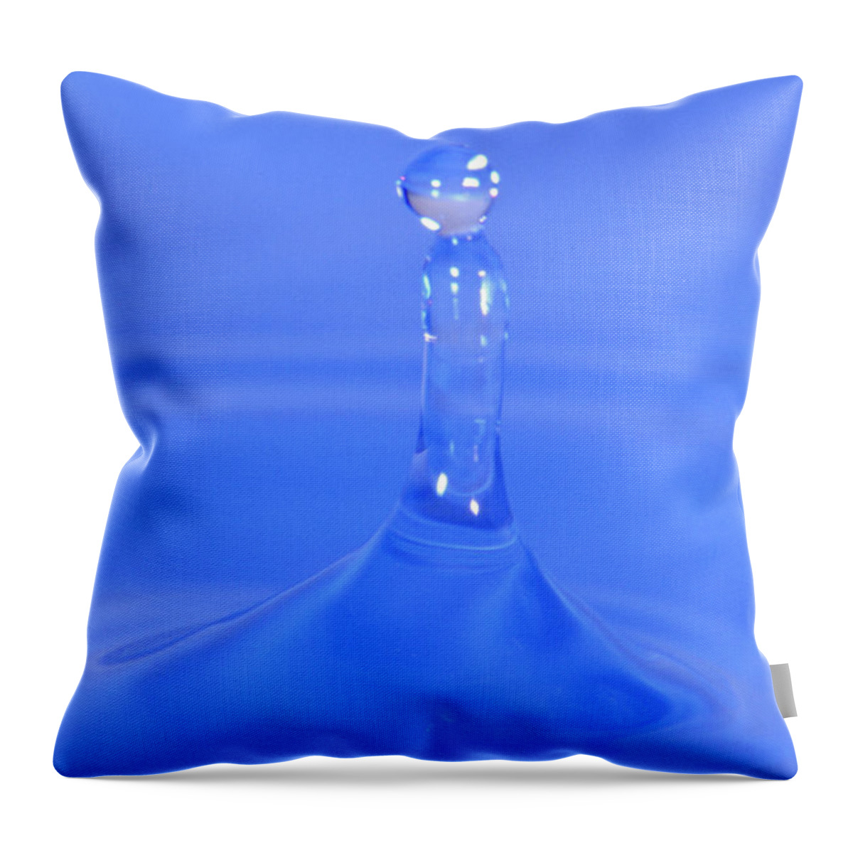 Water Throw Pillow featuring the photograph Blue Waterdrop by Heiko Koehrer-Wagner