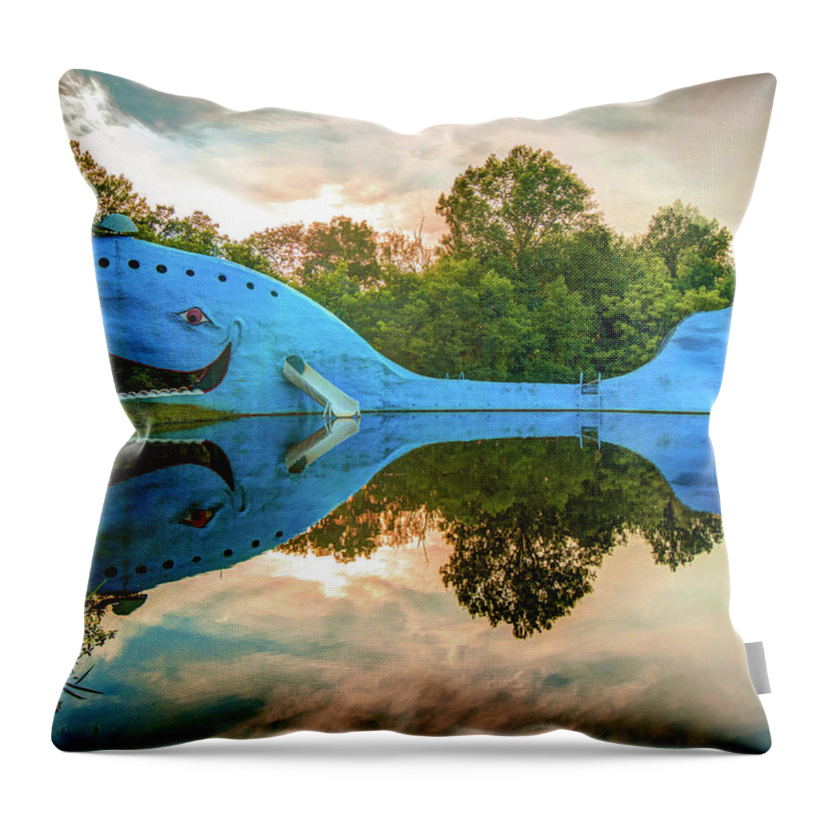 America Throw Pillow featuring the photograph Blue Whale of Route 66 - Catoosa Oklahoma by Gregory Ballos