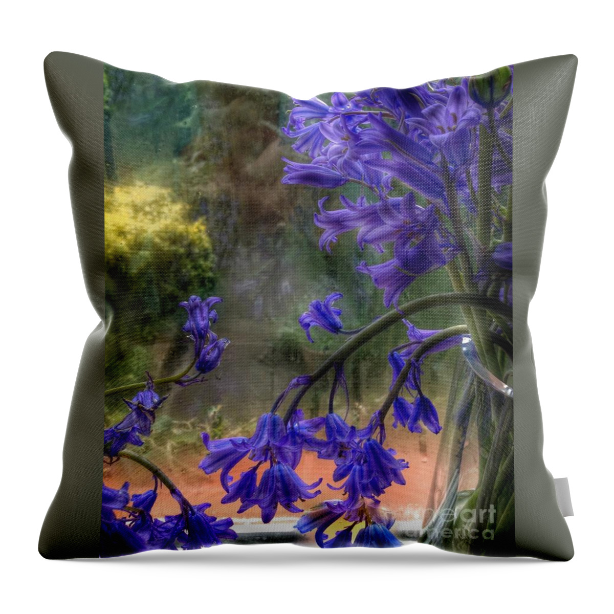 Bluebells Throw Pillow featuring the photograph Bluebells in My Garden Window by Joan-Violet Stretch