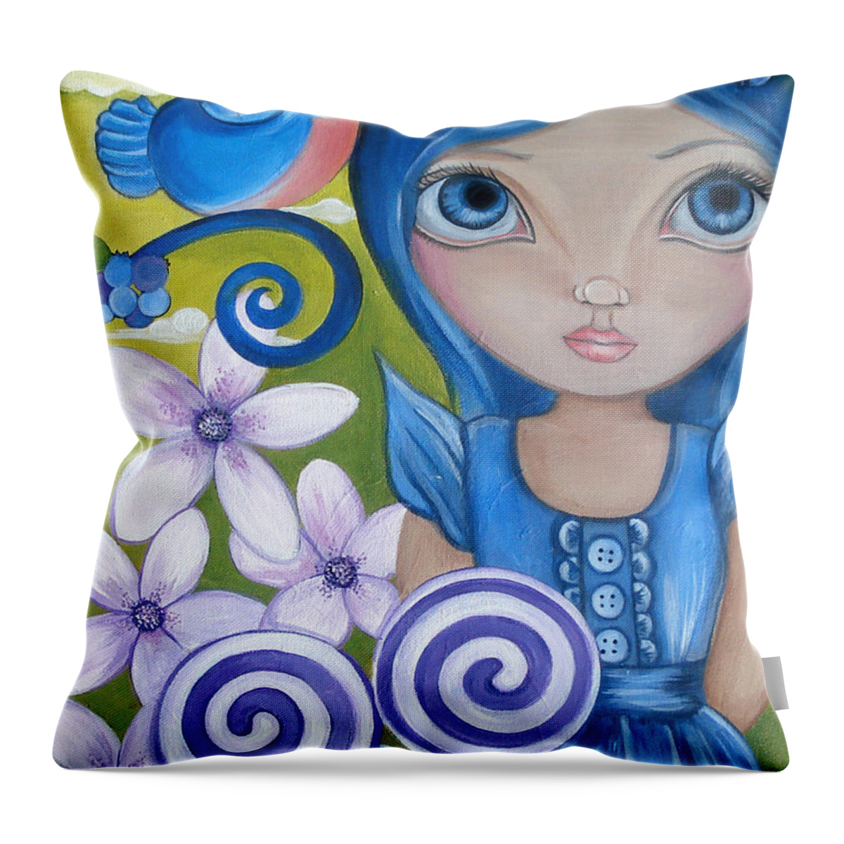 Blue Throw Pillow featuring the painting Blueberry by Jaz Higgins
