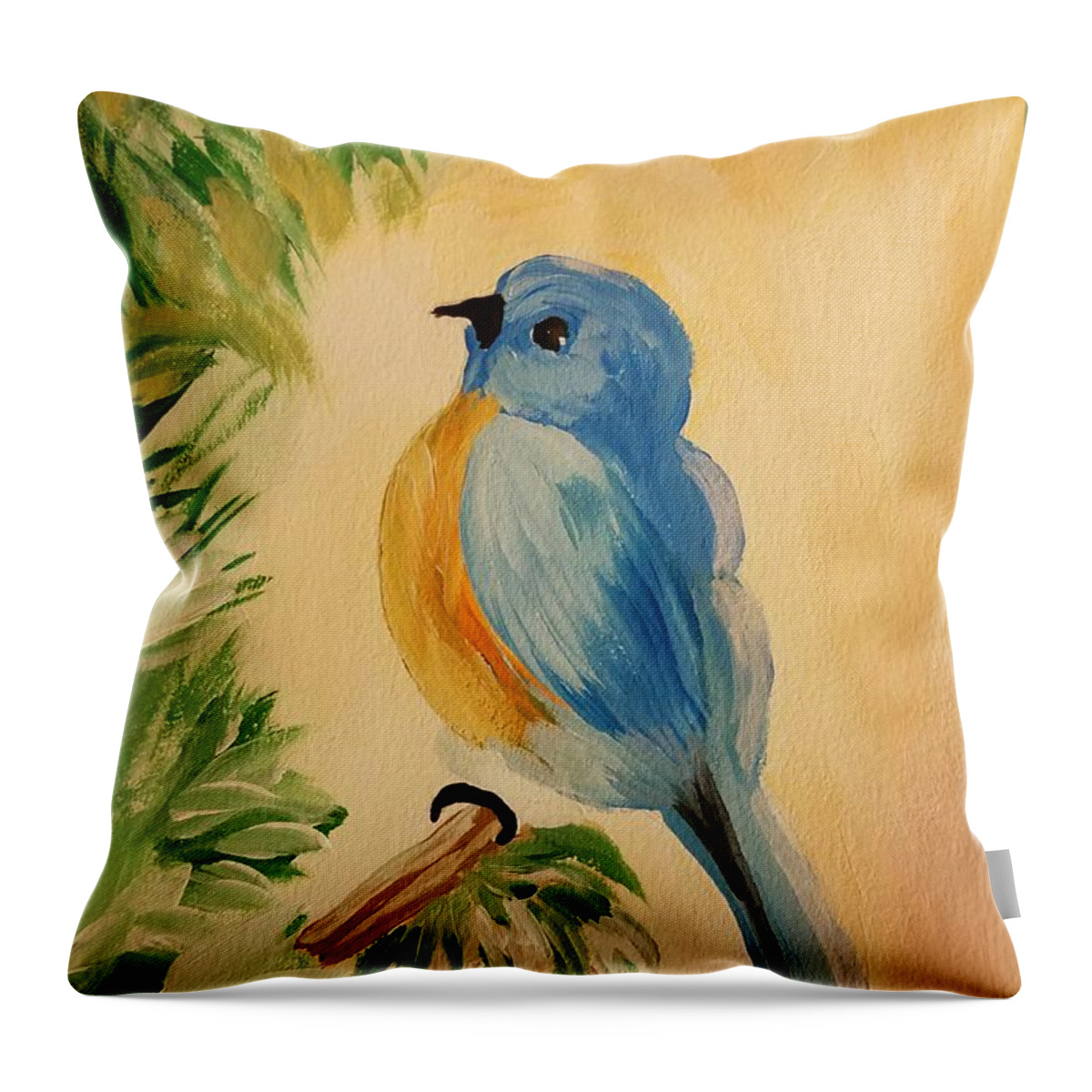 Bluebird Throw Pillow featuring the painting Bluebird by Maria Urso