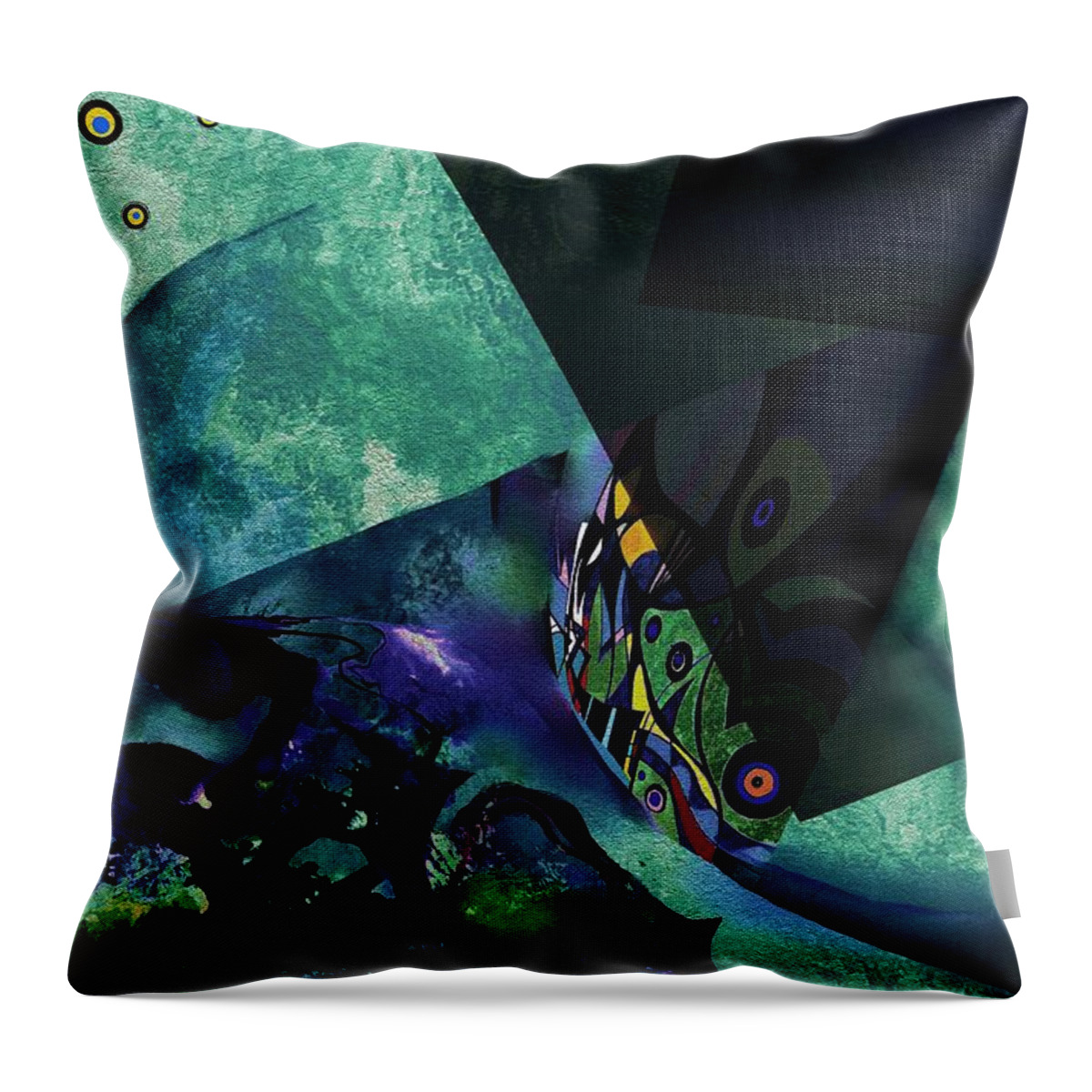 Sigita Throw Pillow featuring the painting Bluegreen Scenery by Wolfgang Schweizer