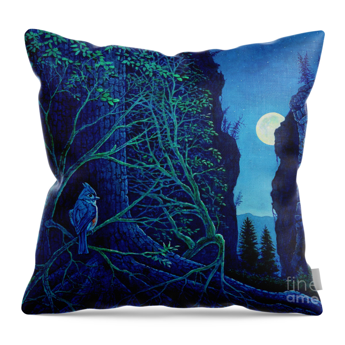 Bird Throw Pillow featuring the painting Bluejay by Michael Frank