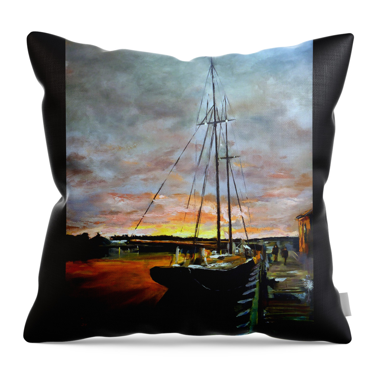 Bluenose Ii Throw Pillow featuring the painting Bluenose II at Dock by Josef Kelly