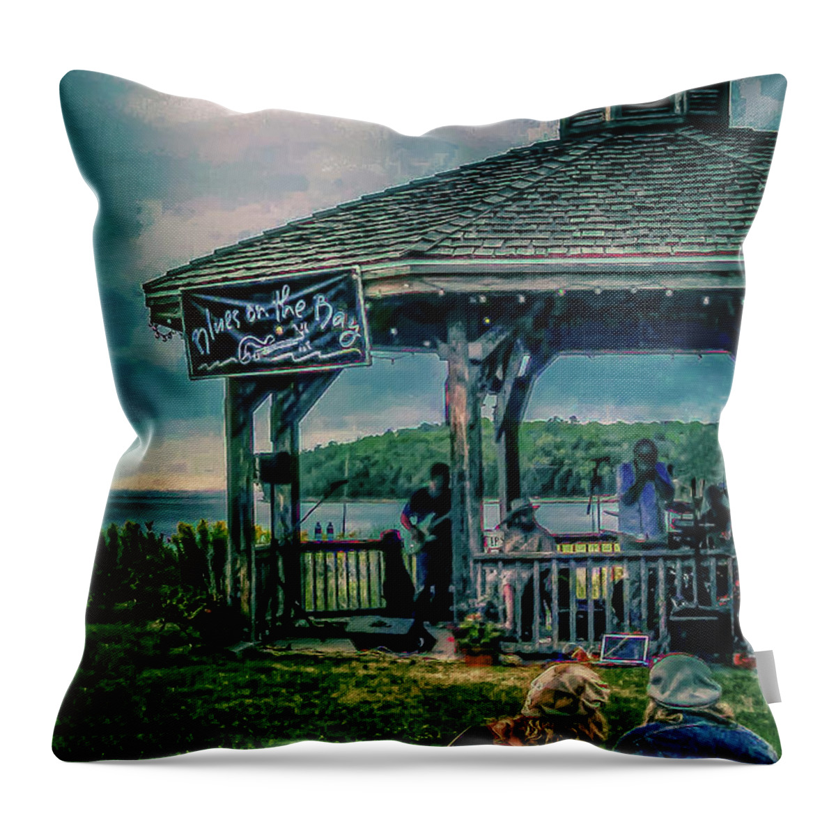 Ellison Bay Throw Pillow featuring the photograph Blues on the Bay by Terry Ann Morris